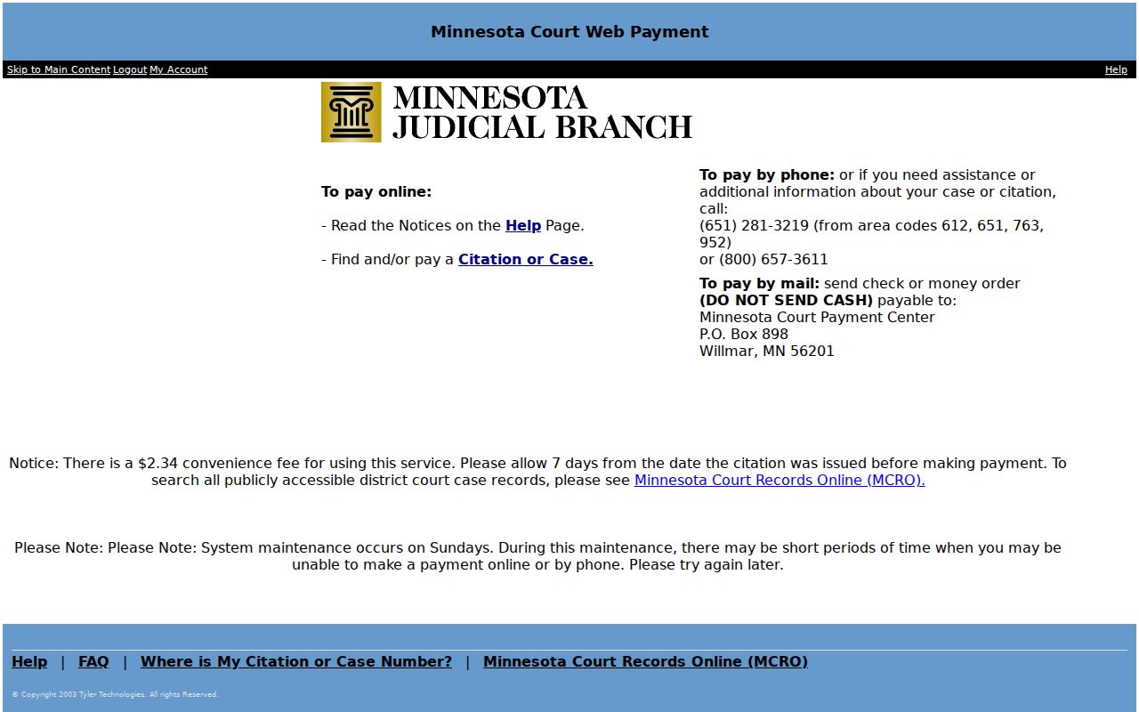 Mille Lacs County traffic warrant payment through the Minnesota Court Payment Center