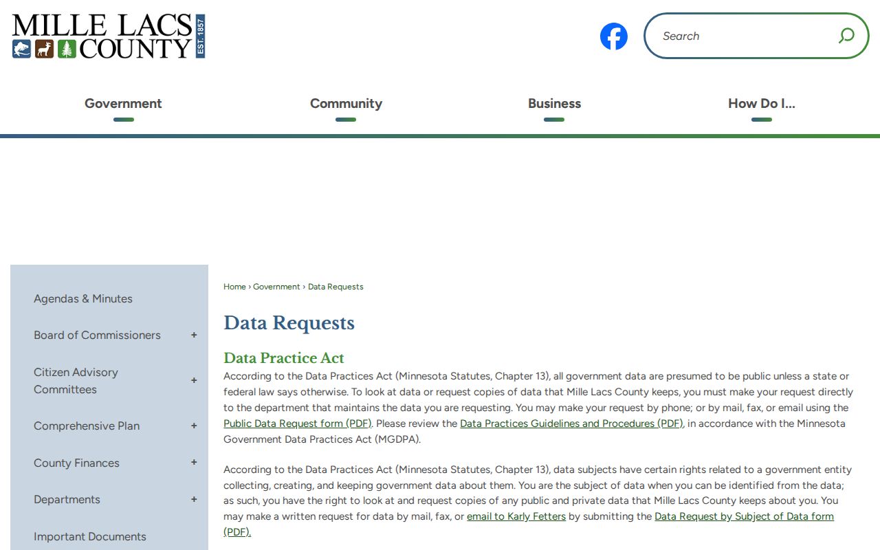 Mille Lacs County municipal court warrant case copies under the state data practices act