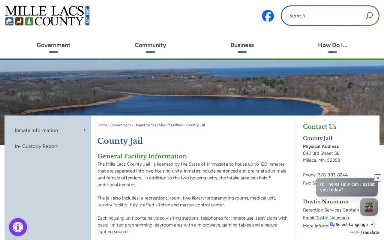 Mille Lacs County bench warrants jail lobby and booking contact