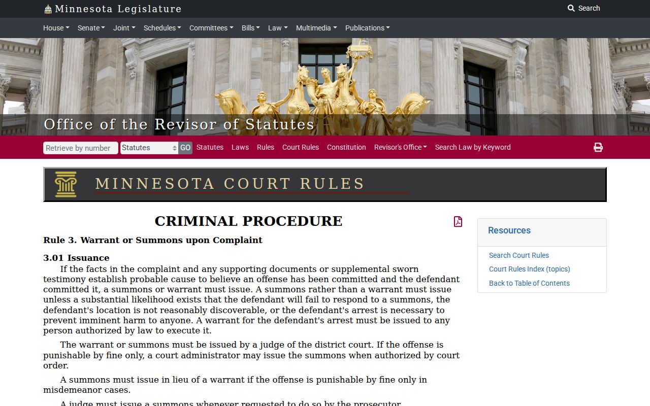 Mille Lacs County arrest warrants Minnesota criminal procedure rule