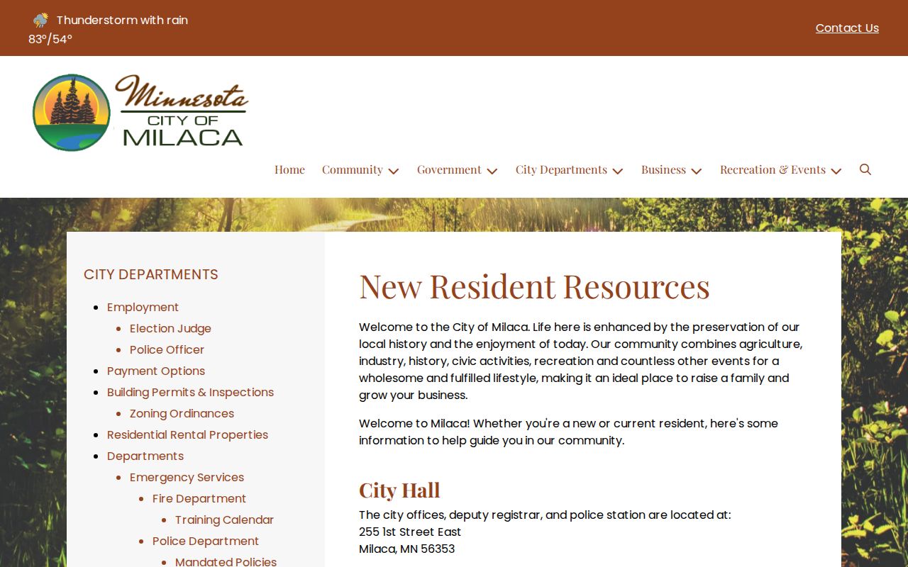 Milaca city hall contact that routes Milaca warrant records questions to the county