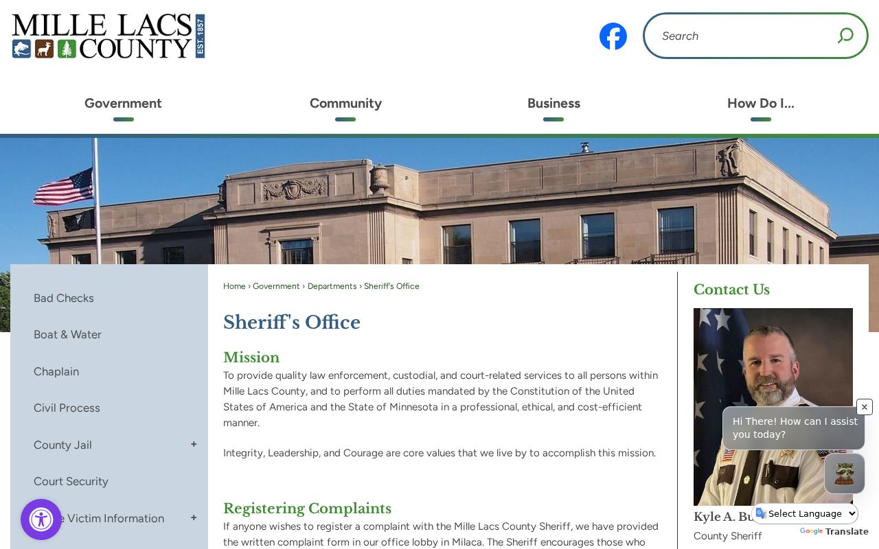 Mille Lacs County warrant records sheriff's office contact panel